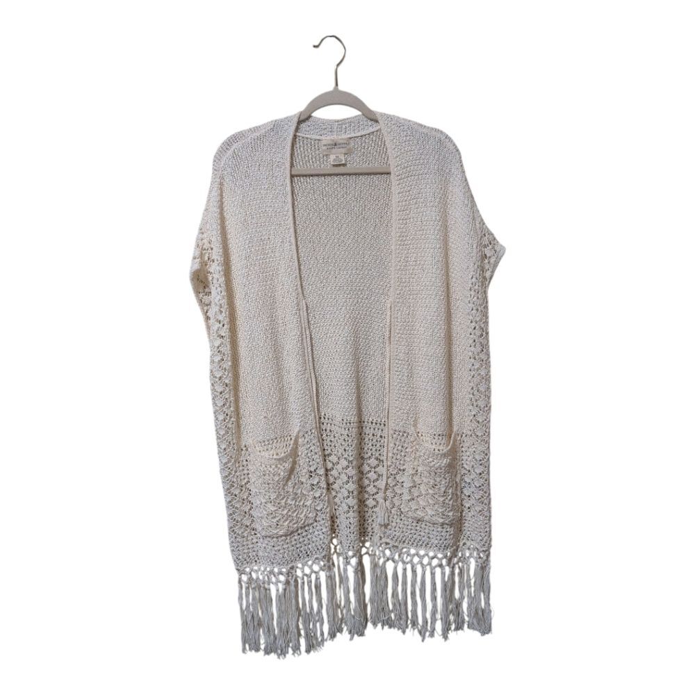 Ralph Lauren Denim & Supply cream crochet open-weave sleeveless long cardigan XS - Picture 12 of 12